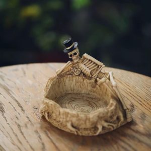 Aschenbecher Totenkopf Weiß