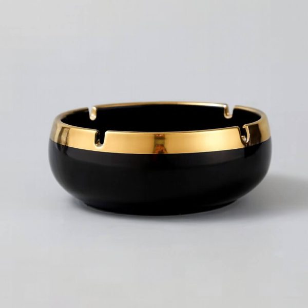 Aschenbecher Schwarz Gold