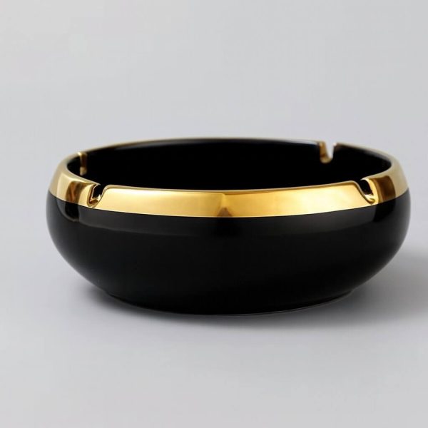 Aschenbecher Schwarz Gold Groß