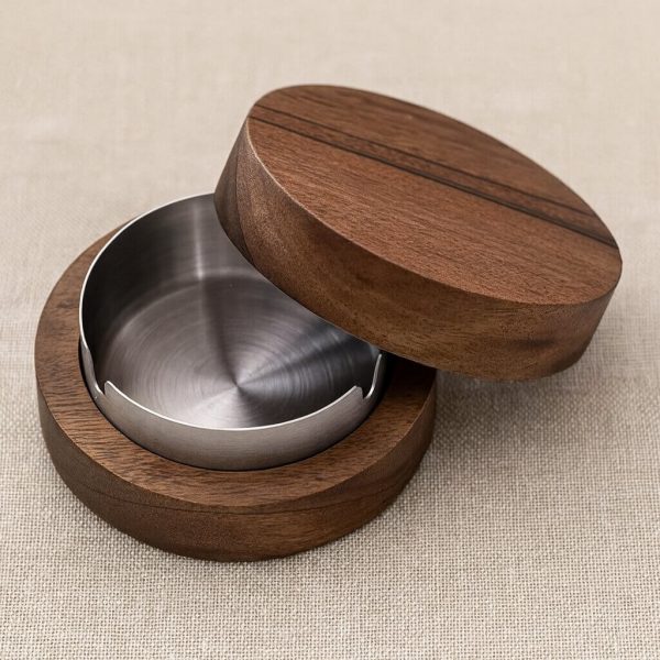 Holz Aschenbecher mit Deckel