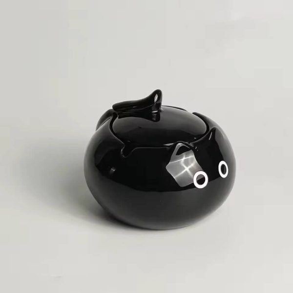 Aschenbecher Katze mit Deckel