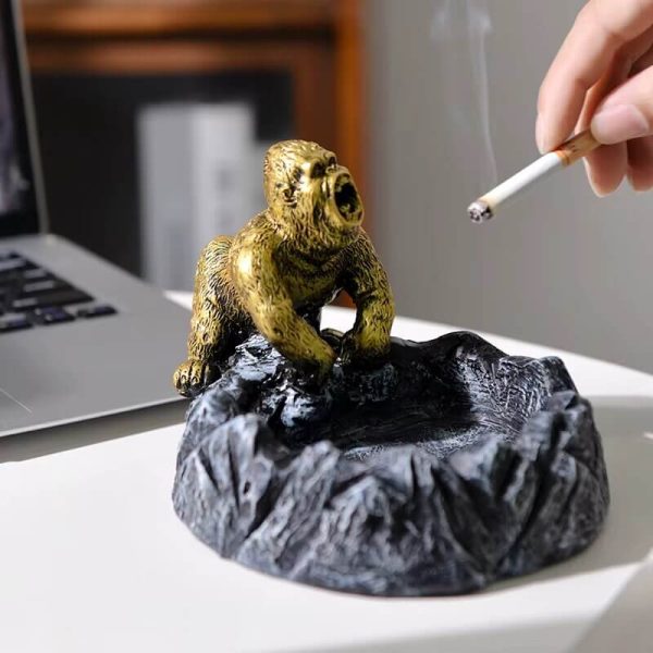 Goldener Gorilla Aschenbecher