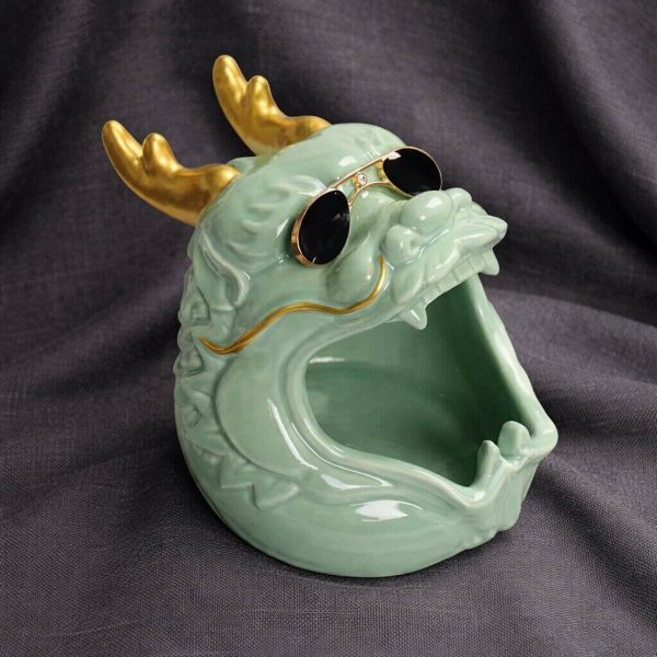 Drachen Aschenbecher grün
