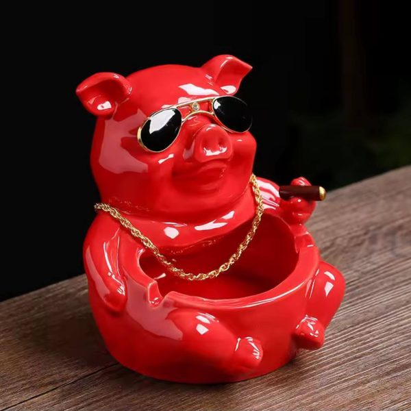 Schweine Aschenbecher rot